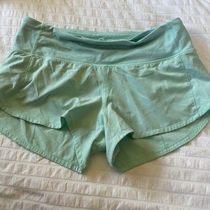 green/light blue lulu shorts